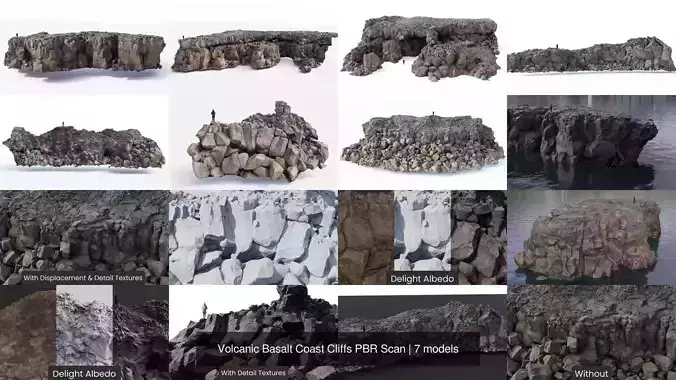 Volcanic Basalt Coast Cliffs PBR Scan