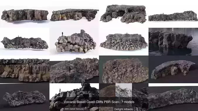 Volcanic Basalt Coast Cliffs PBR Scan