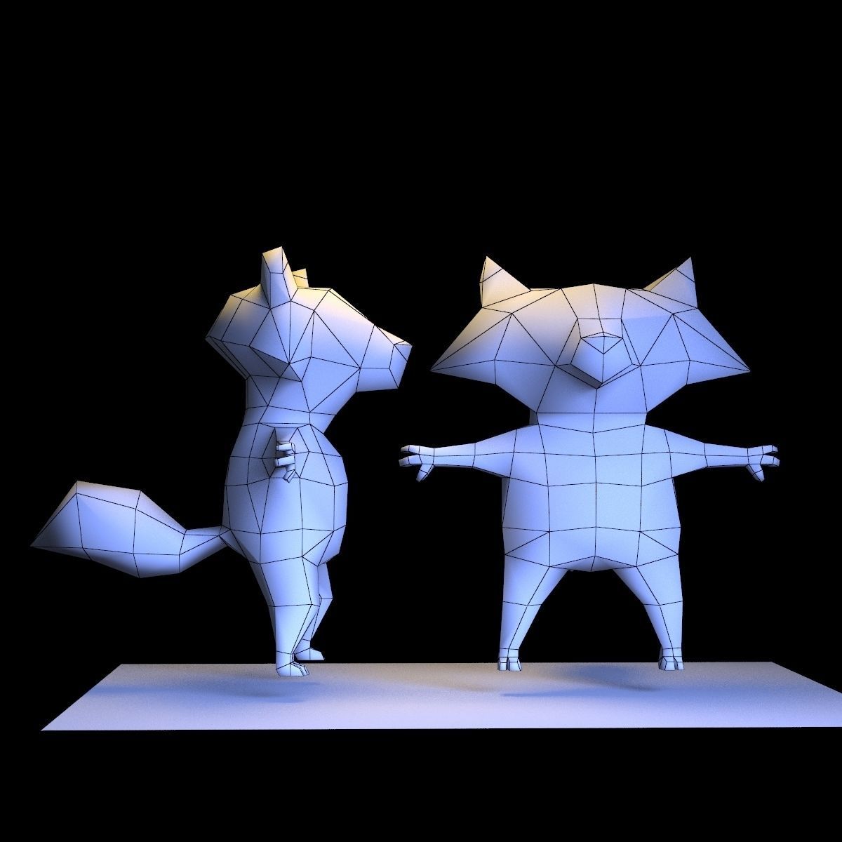 Raccon cartoon Low-poly 3D model_1