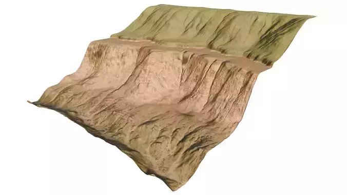 Riverside cliff 3D model terrain Low-poly 3D model