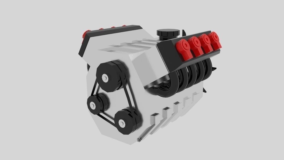 Cartoon Engine Low-poly 3D model_1