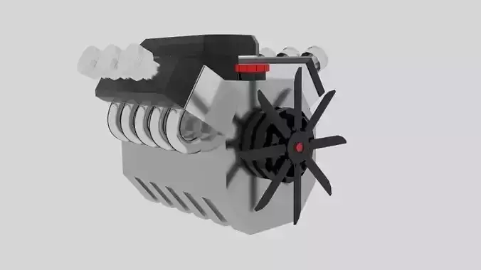 Cartoon Engine Hemi Low-poly 3D model