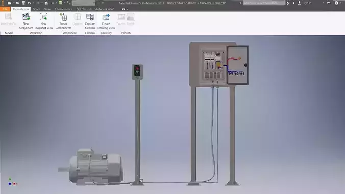 Three-phase motor control electrical panel