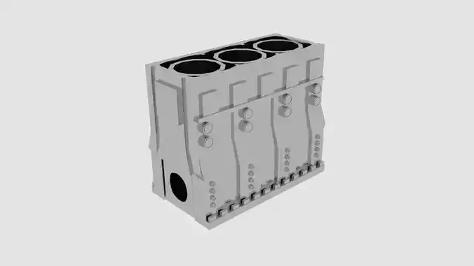 Blockengine metal box with four compartments Low-poly 3D model