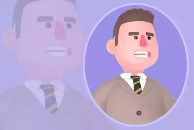 Stylized 3D Male Lawyer - Cartoon Attorney Walking Forward