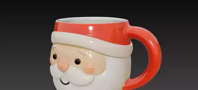 Jolly Santa Face Mug 3D Model