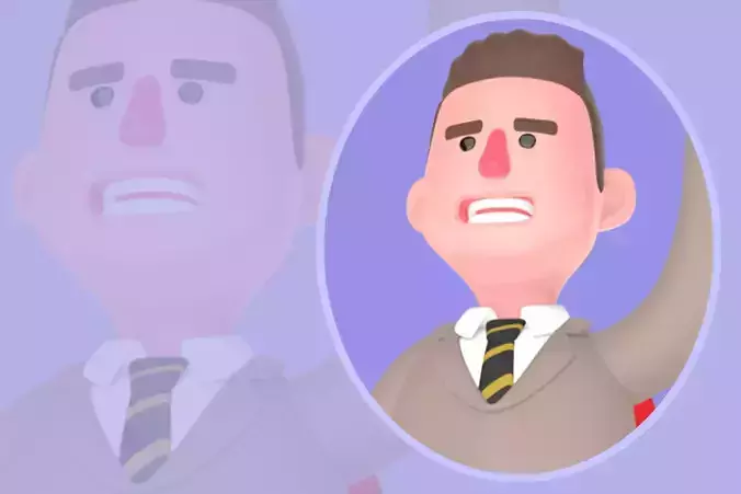 Stylized 3D Male Lawyer - Energetic Jumping Attorney