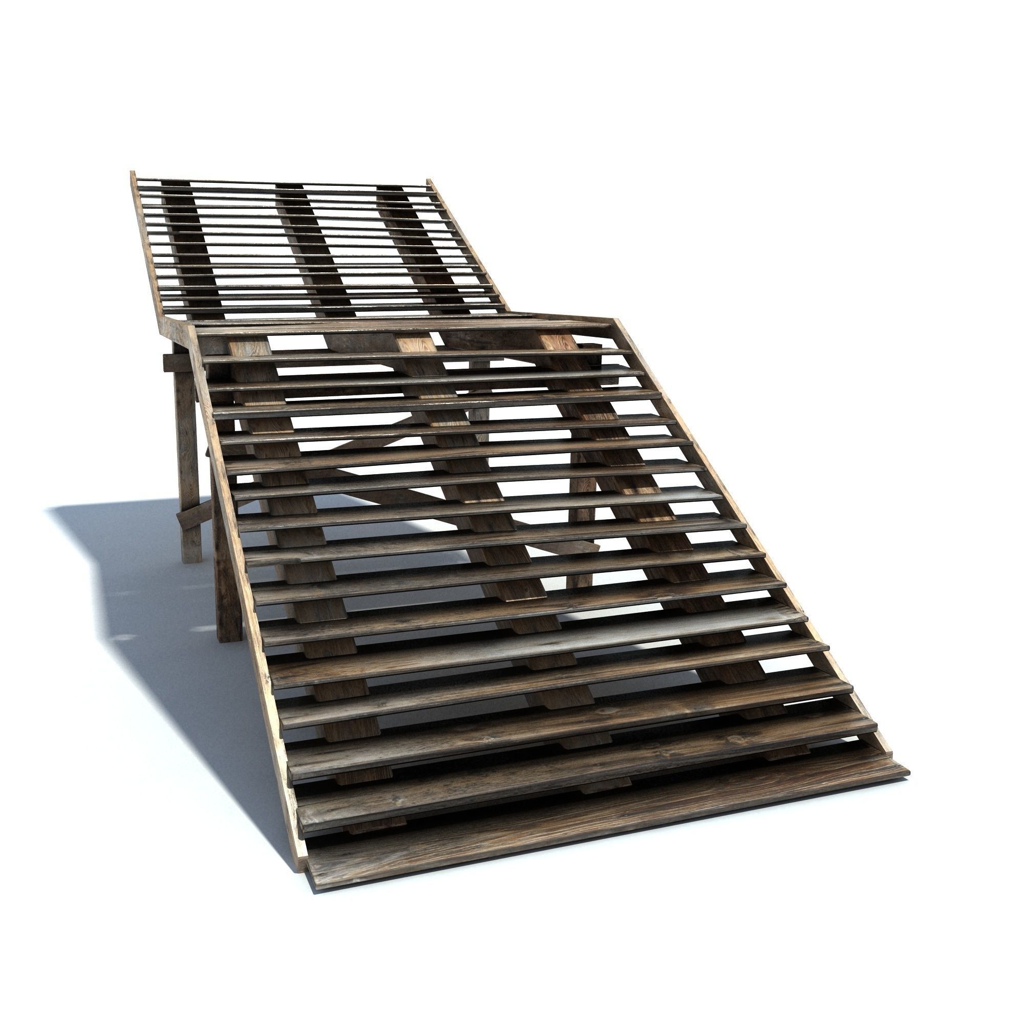 Old Wood Stairs Low-poly 3D model_2