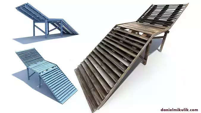 Old Wood Stairs Low-poly 3D model