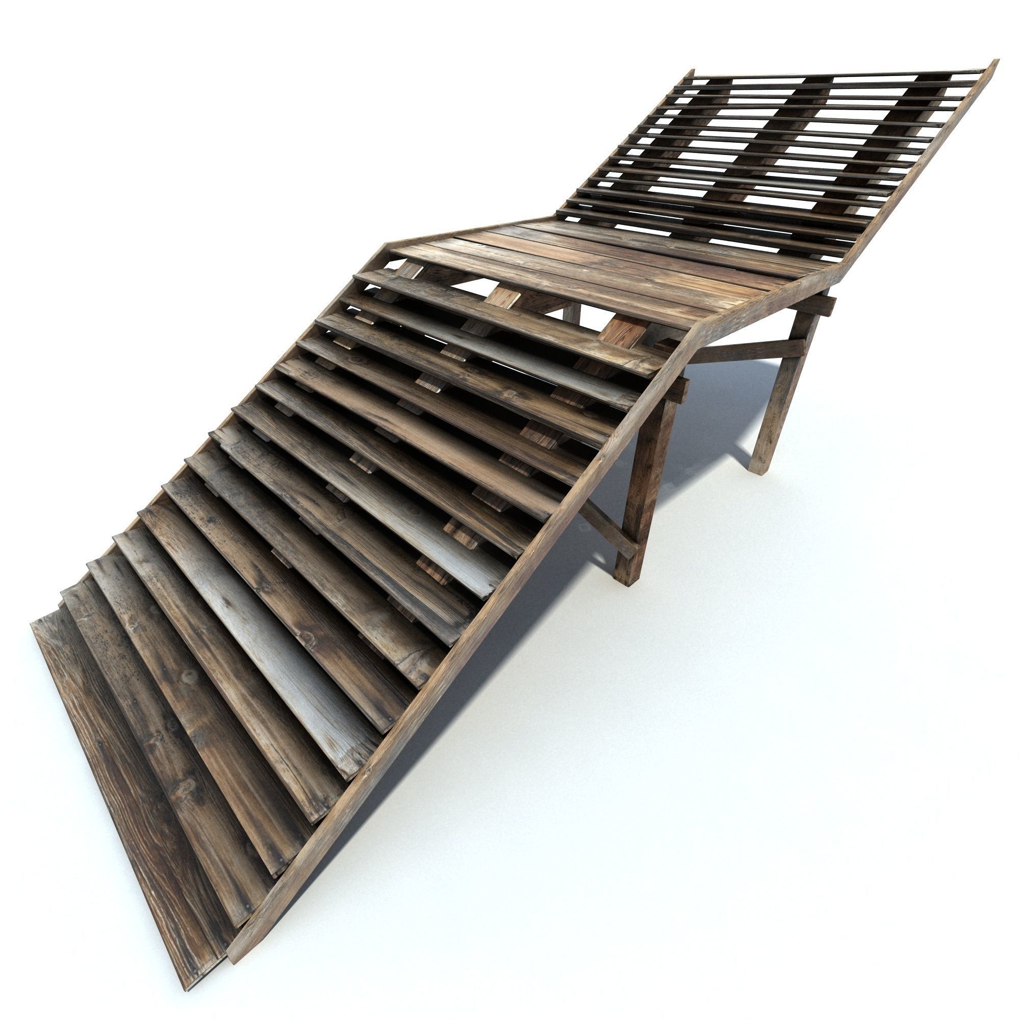 Old Wood Stairs Low-poly 3D model_4