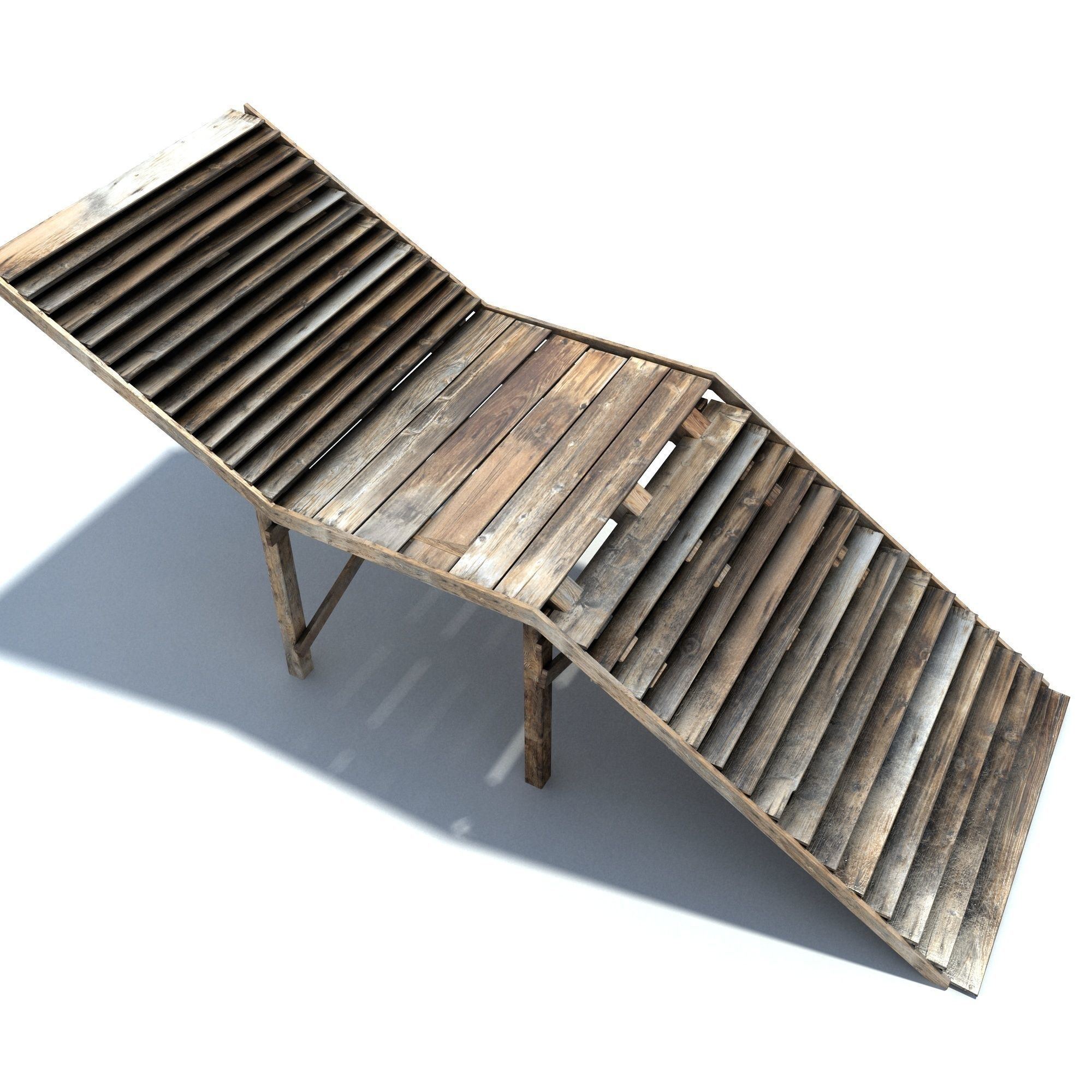 Old Wood Stairs Low-poly 3D model_5