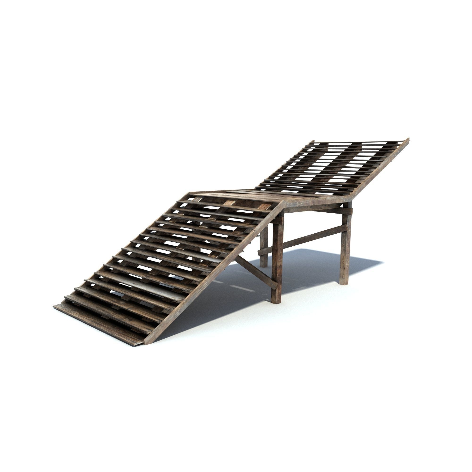 Old Wood Stairs Low-poly 3D model_1