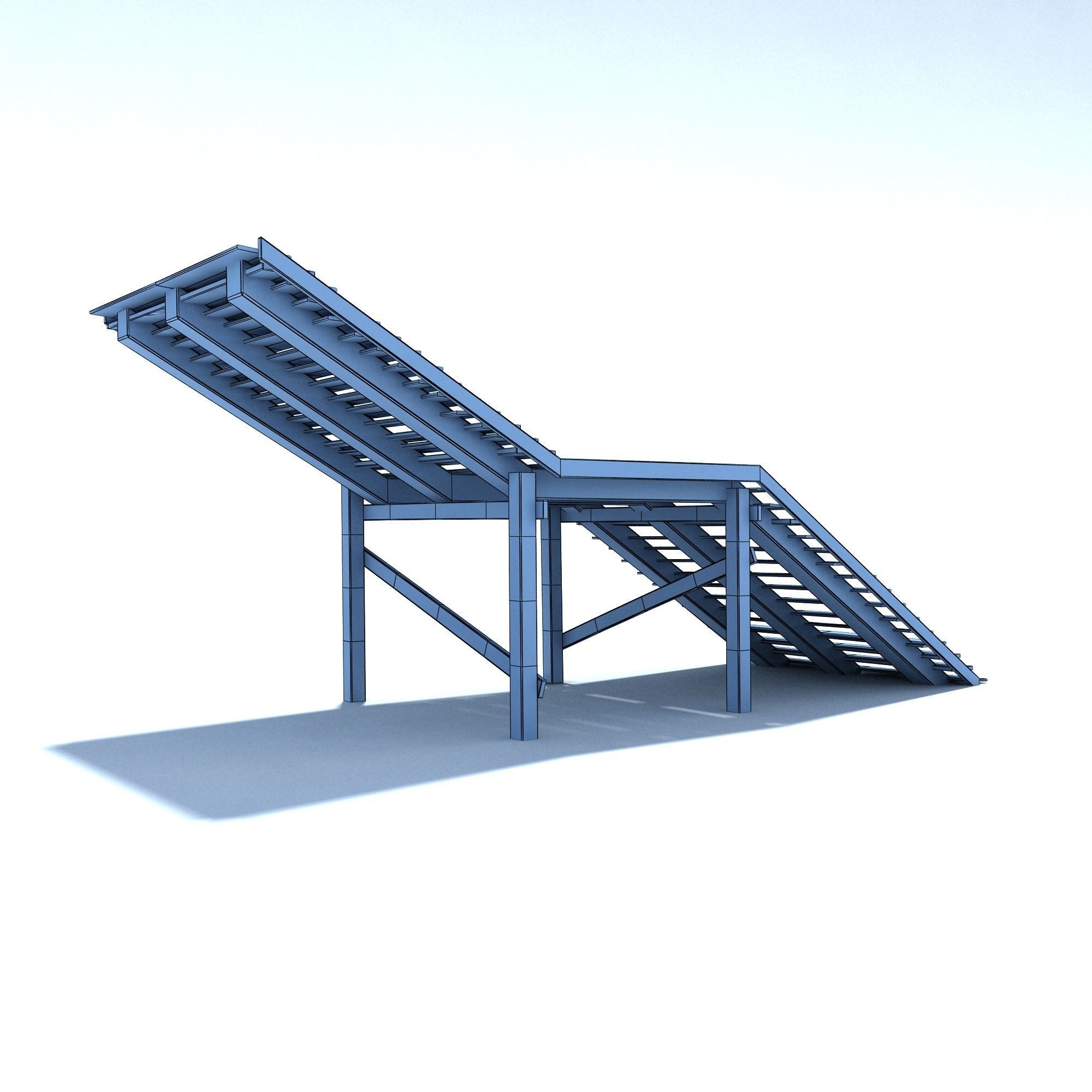 Old Wood Stairs Low-poly 3D model_12