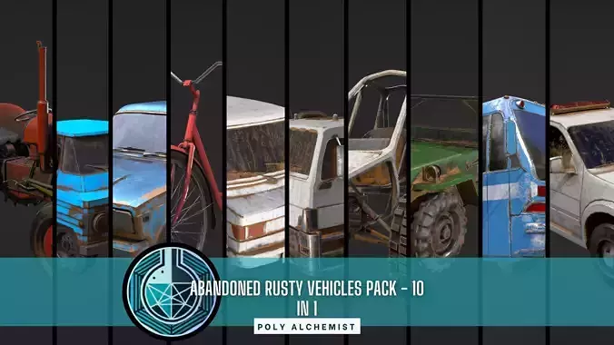Abandoned Rusty Vehicles Pack 10 In 1