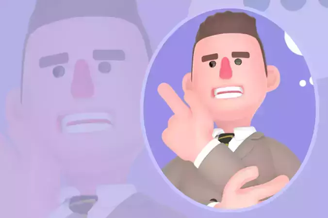 Stylized 3D Male Lawyer - Confused Thinking Cartoon Attorney