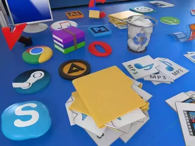 windows desktop icon in 3d