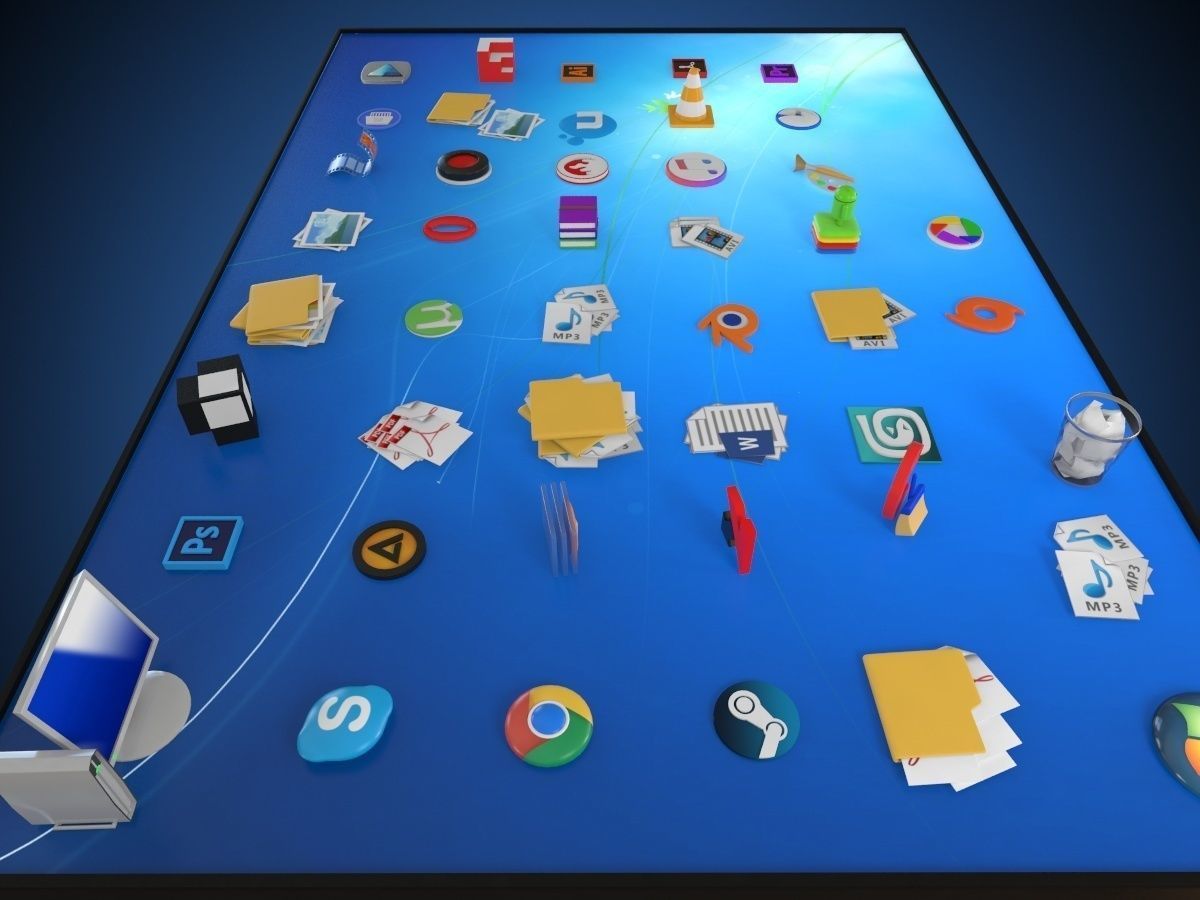 windows desktop icon in 3d 3D model_10