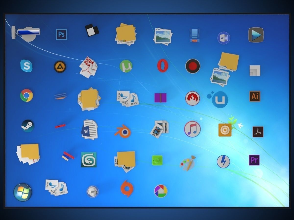 windows desktop icon in 3d 3D model_1