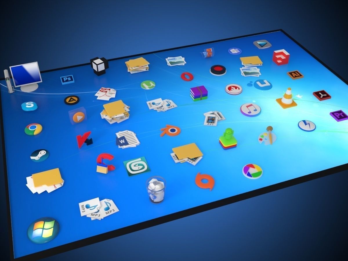 windows desktop icon in 3d 3D model_2