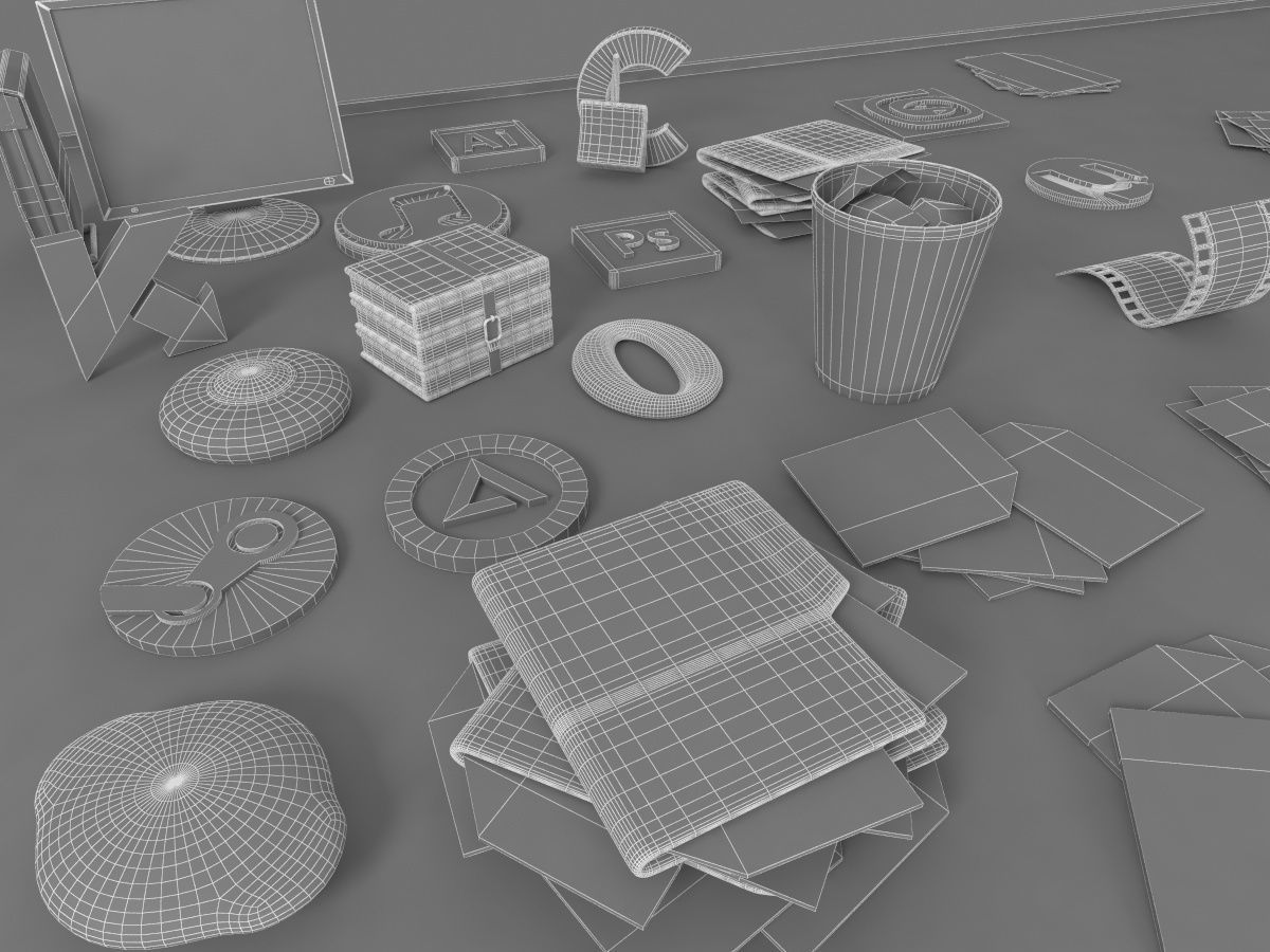 windows desktop icon in 3d 3D model_12