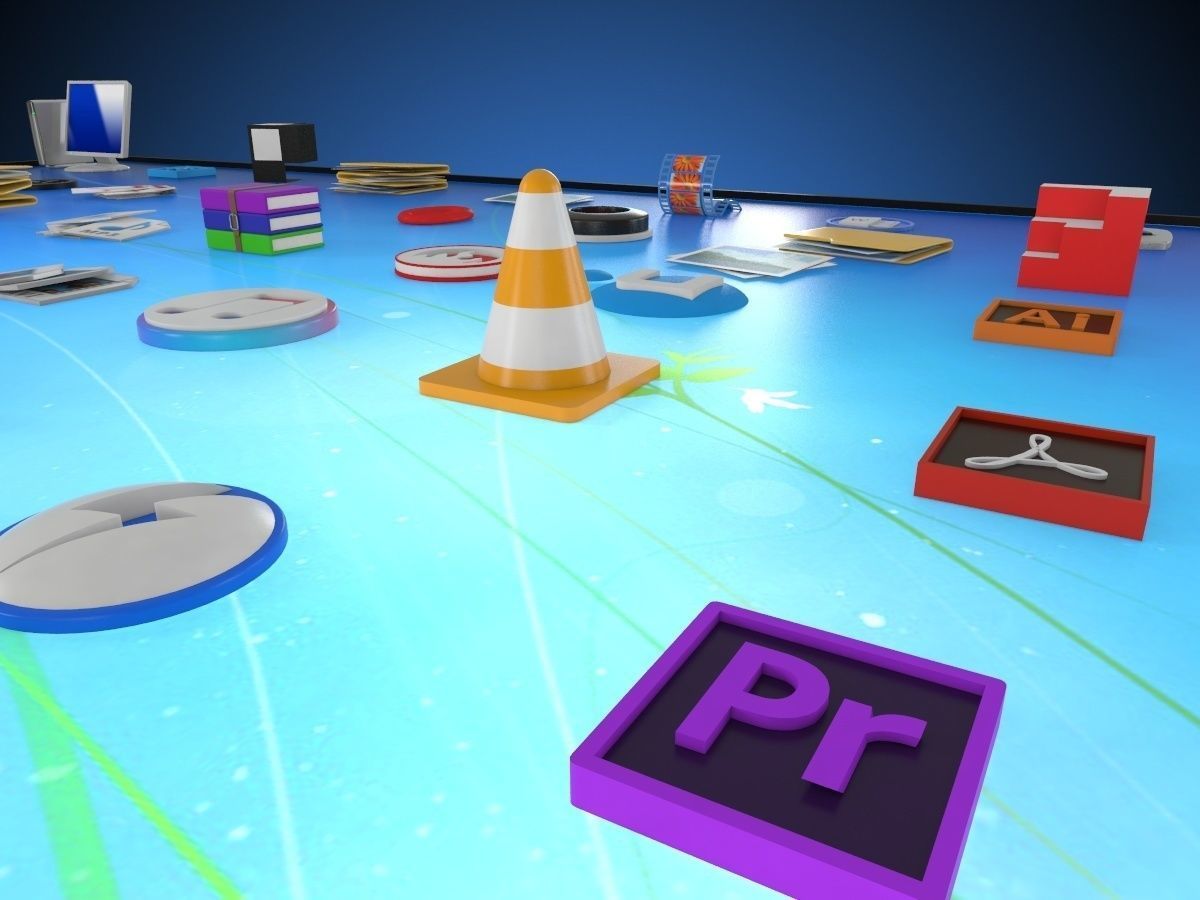 windows desktop icon in 3d 3D model_9