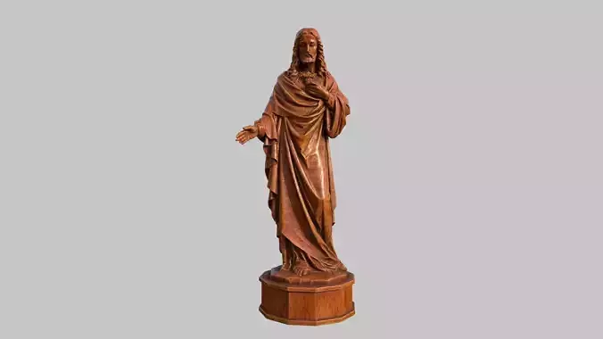 jesus wooden sculpture statue hi poly