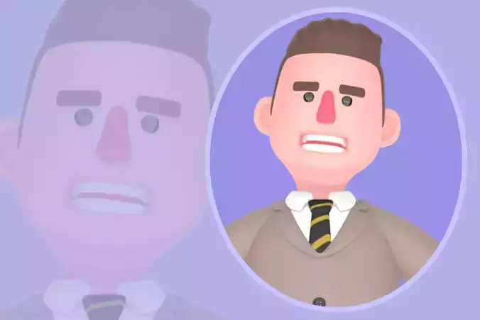 Stylized 3D Male Lawyer Character - Confused Attorney