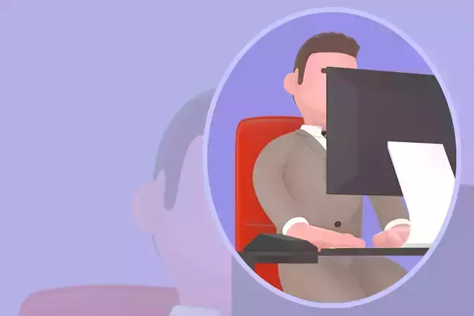 Stylized 3D Male Lawyer Character - Cartoon Office Work