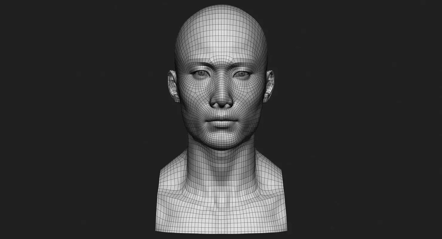 Asian Male Head for Production Low Poly 3D model_0