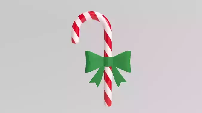 Stylized Low-Poly Christmas Candy Cane Low-poly 3D model 3