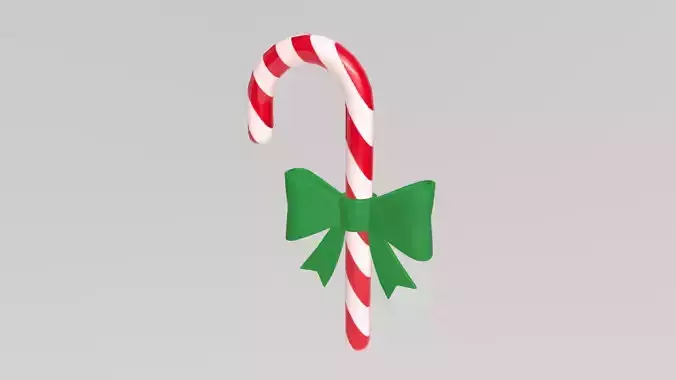 Stylized Low-Poly Christmas Candy Cane Low-poly 3D model 4
