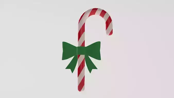 Stylized Low-Poly Christmas Candy Cane Low-poly 3D model 6