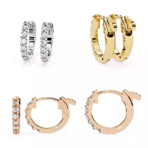 Elegant Diamond Hoop Earrings 3DM STL CAD Files