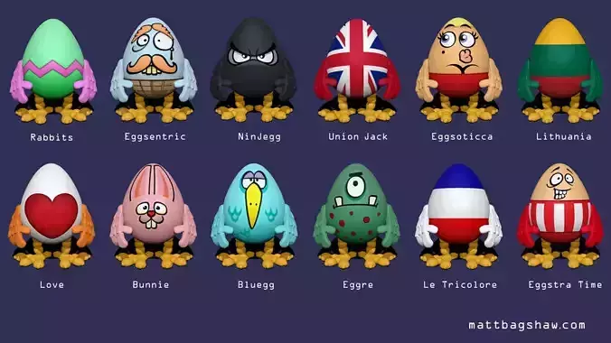 Hatchlings Collection easter eggs from all over world Free 3D print model