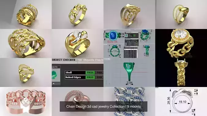 Chain Design 3d cad jewelry Collection