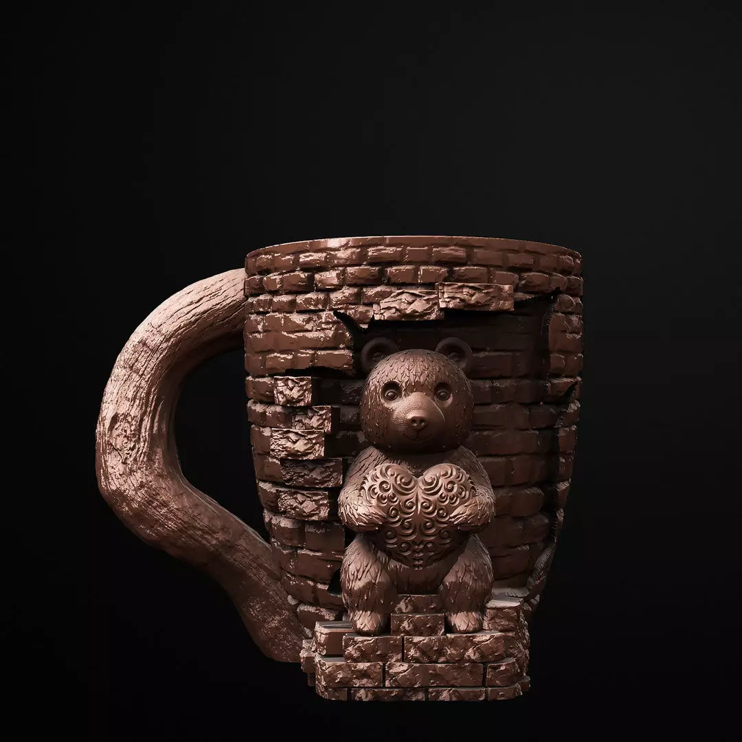 Heart Teddy Bear Mug 3D Printable STL File 3D print model