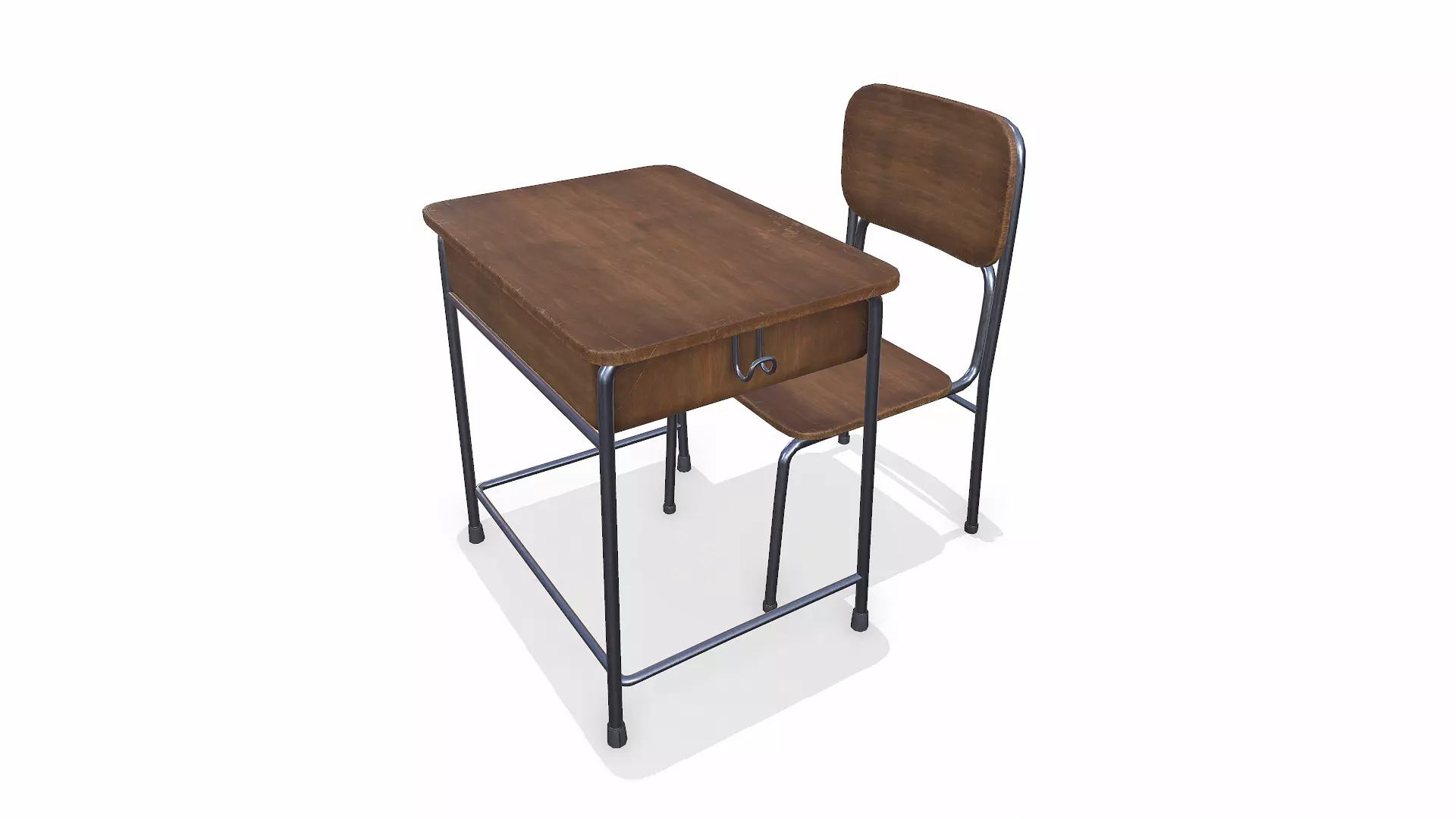 Old School Desk and Chair Low-poly PBR Low-poly 3D model