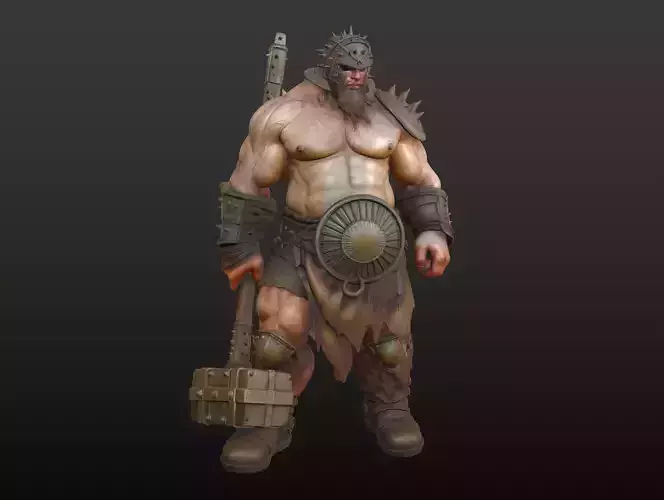 Giant Hammer Warrior STL Massive Battle Giant 3D Model