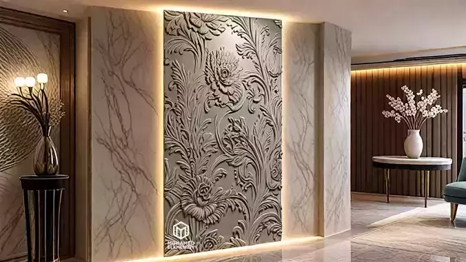 modern rose panel wall decor set relief stl mural CNC 298