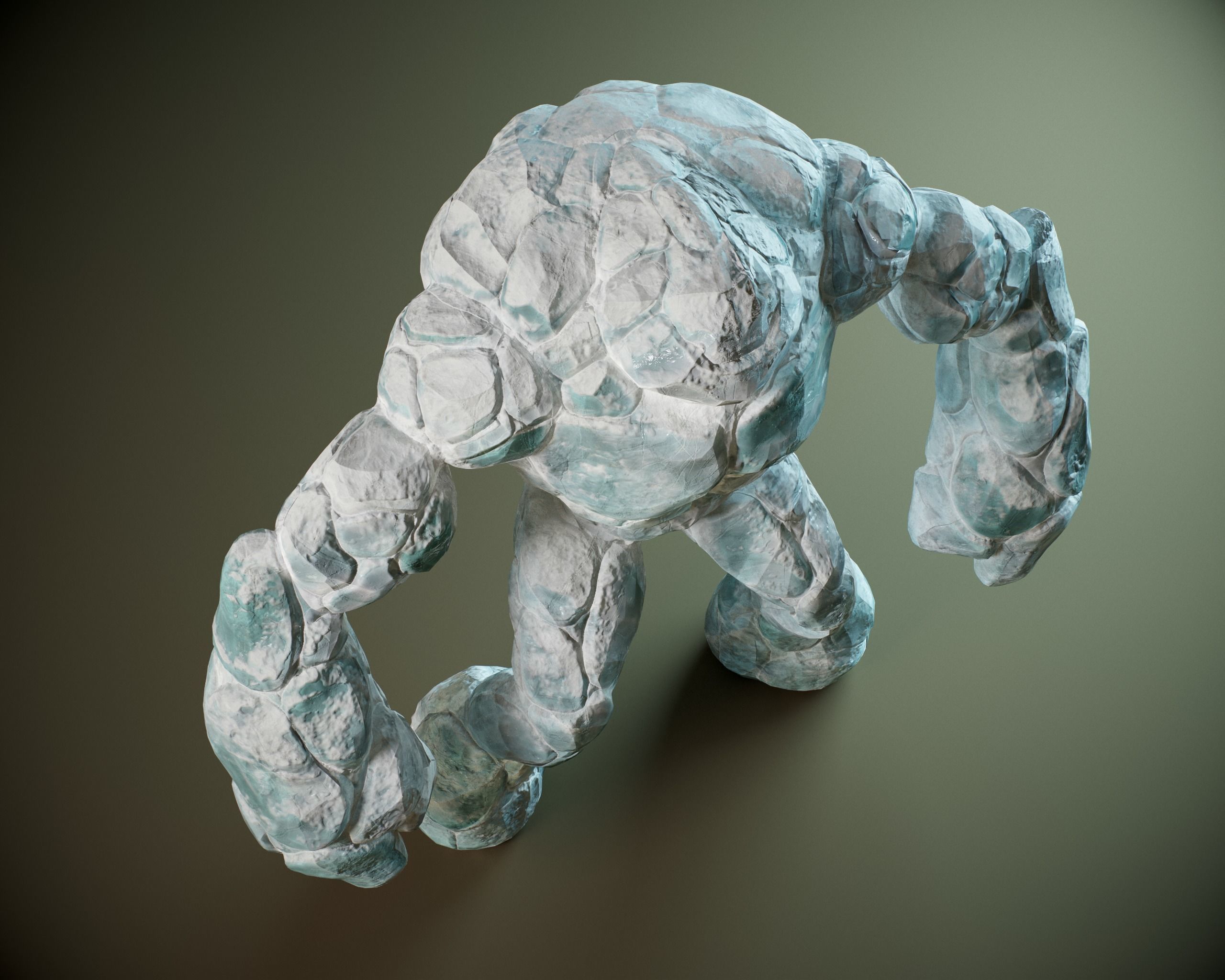 Ice golem PBR Low-poly 3D model_2