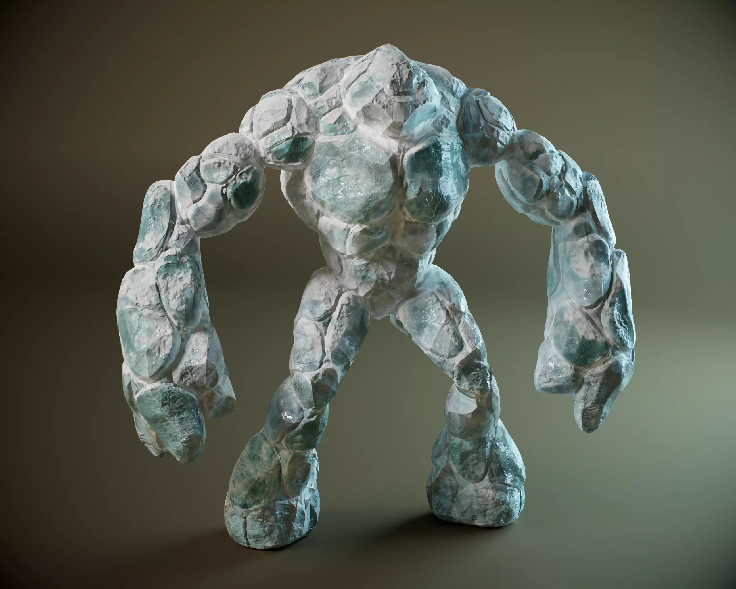 Ice golem PBR Low-poly 3D model_0