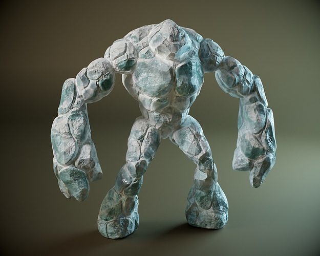 Ice golem PBR Low-poly 3D model