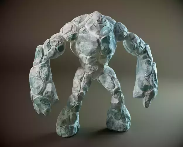 Ice golem PBR Low-poly 3D model