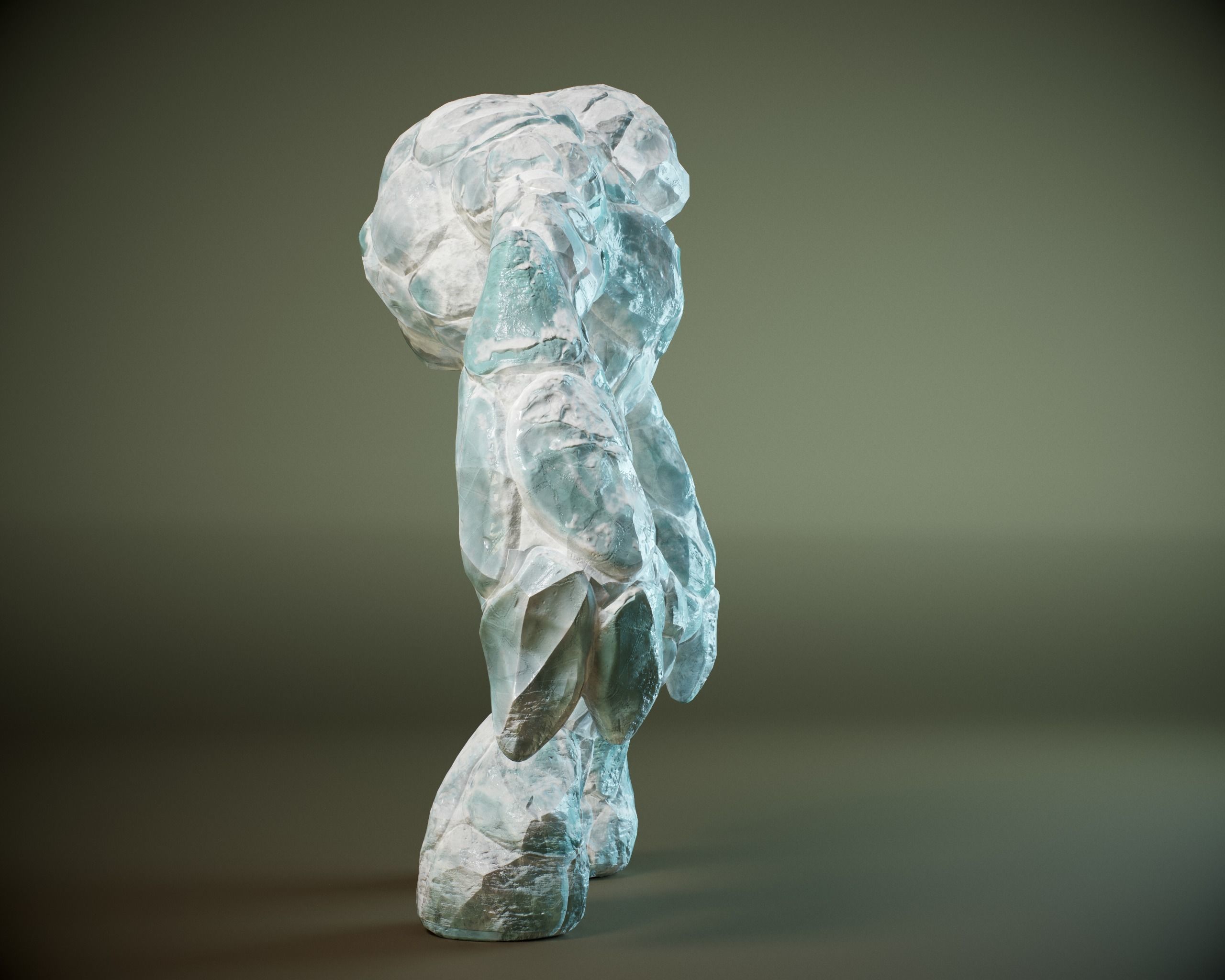 Ice golem PBR Low-poly 3D model_3