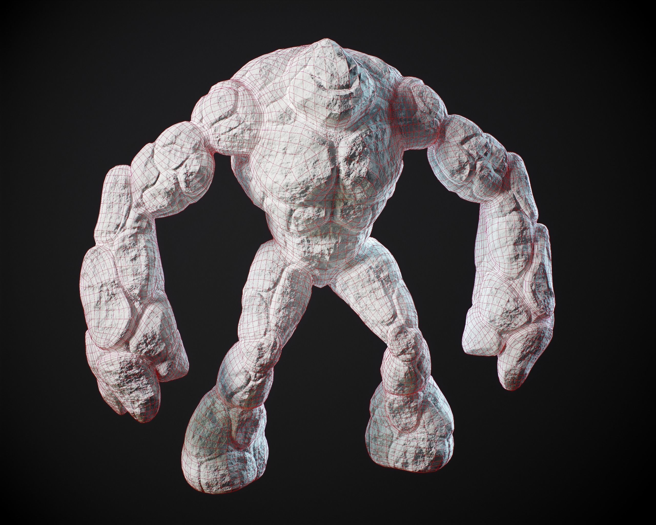 Ice golem PBR Low-poly 3D model_4