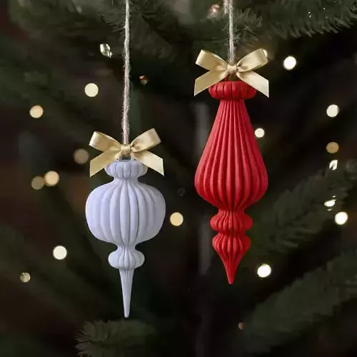 Christmas Ornament Set  2 pcs Vintage-Retro Style