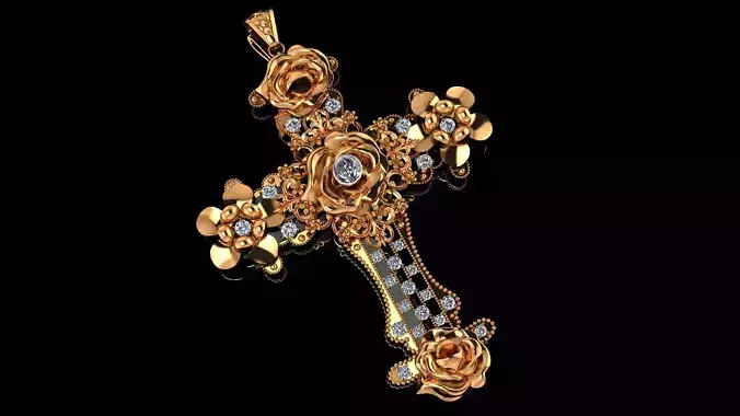 Rosette Harmony Cross Pendant