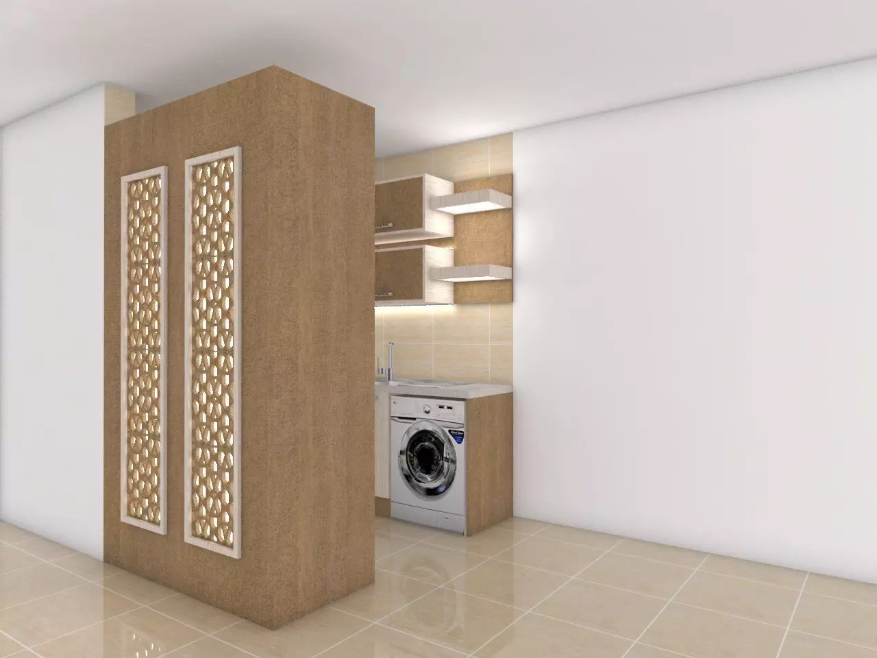 homeeee laundry room with washing machine Free low-poly 3D model_0