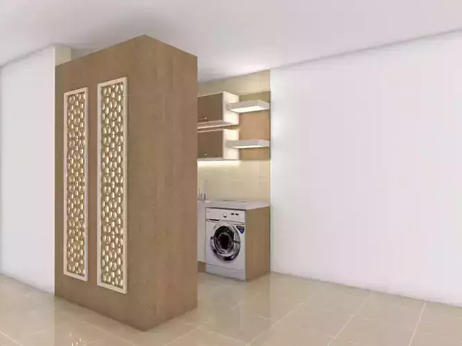 homeeee laundry room with washing machine Free low-poly 3D model