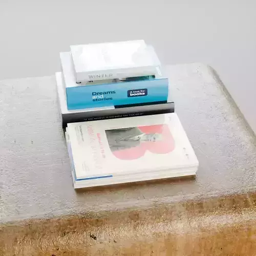 Stylized Book Stack and Magazine